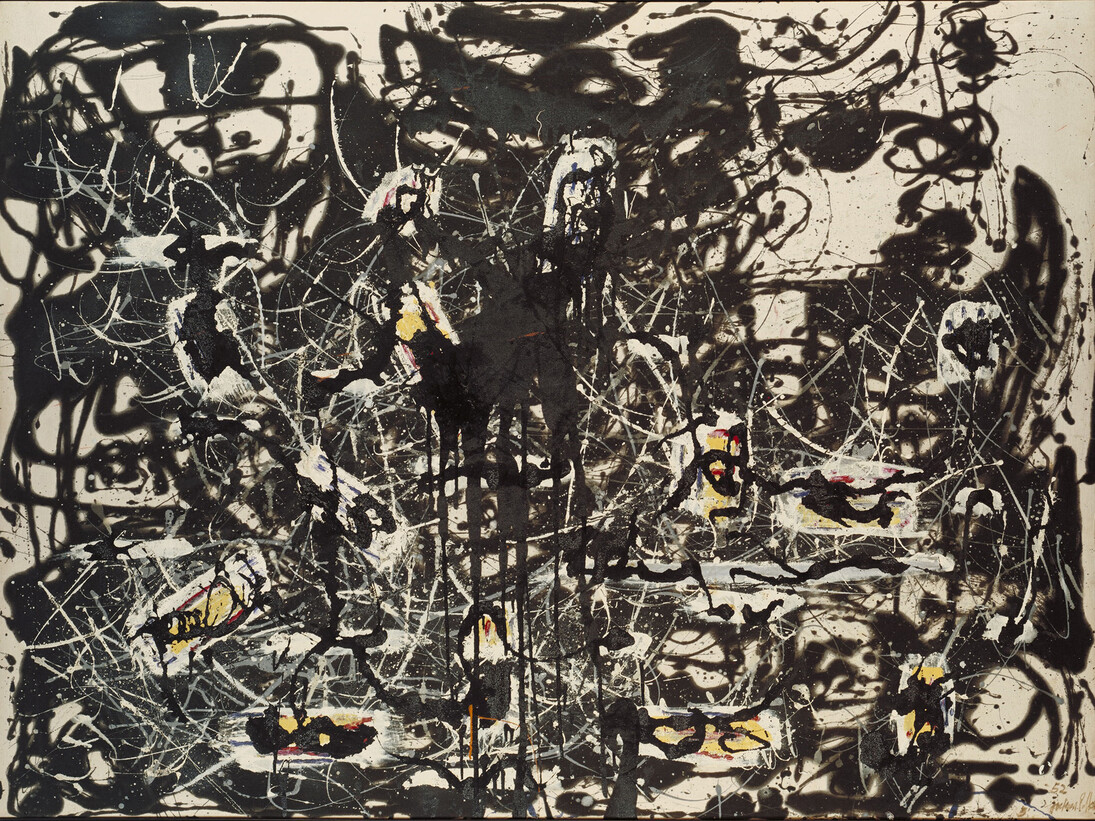 Jackson Pollock, 1912-1956, Yellow Islands, 1952, Oil paint on canvas, support: 1435 x 1854 mm © The Pollock-Krasner Foundation ARS, NY and DACS, London 2015
