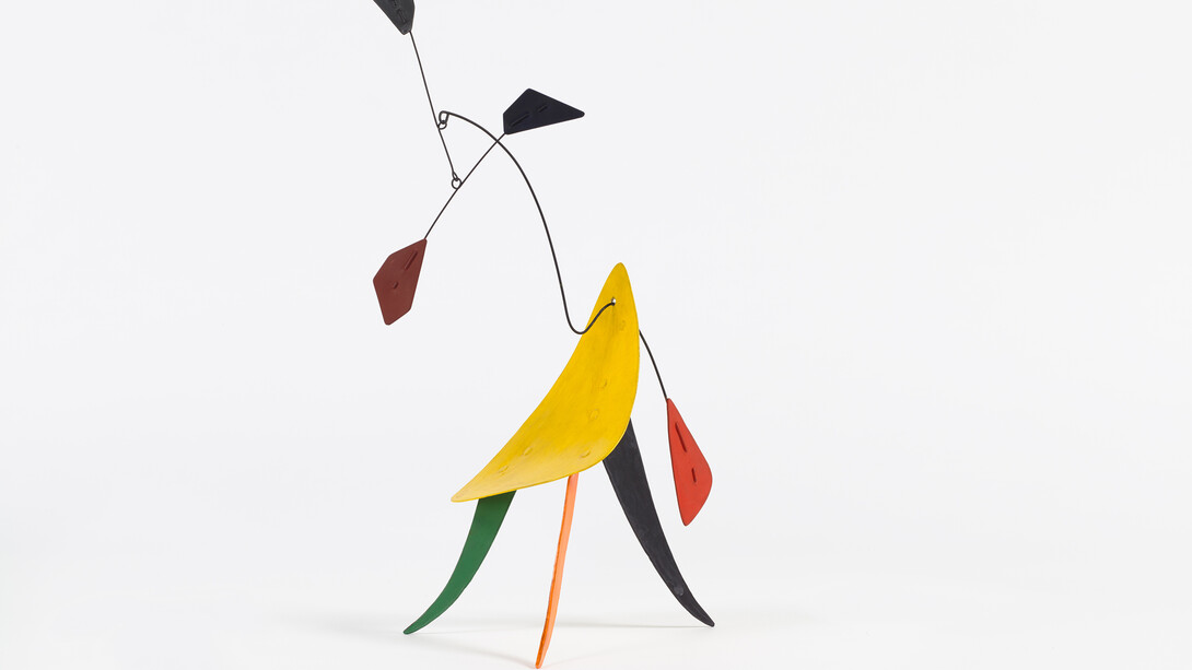 Alexander Calder, Untitled, c. 1942, Sheet metal, wire, and paint, 13 1/2 x 8 x 6 inches (34.3 x 20.3 x 15.2 cm). © 2015 Calder Foundation, New York / Artists Rights Society (ARS), New York Courtesy Dominique Lévy, New York