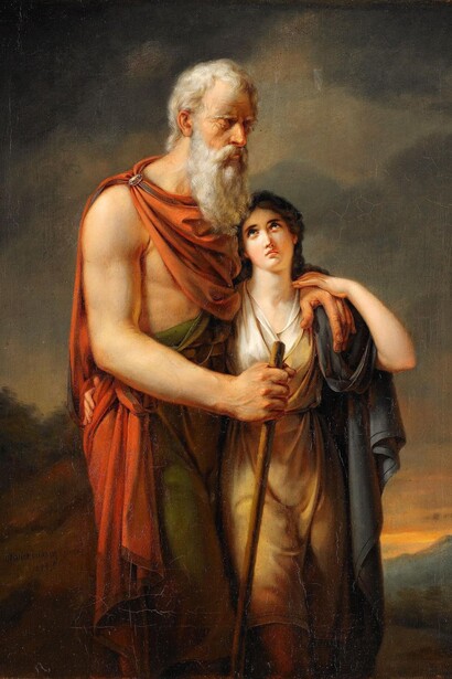 Edipo y Antígona por Per Wickenberg (1833)