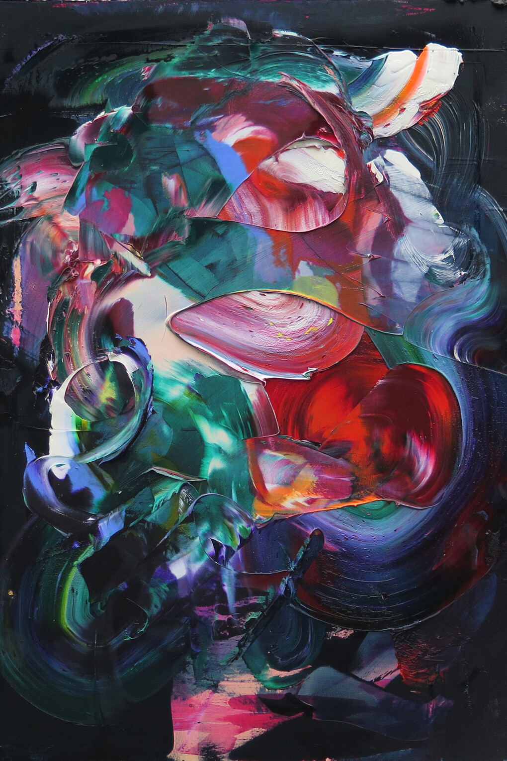 Jane LaFarge Hamill, Portrait Above Town on a Knife Edge, 2015, Oil on wood,16 x 12 inches