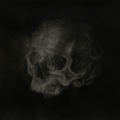 Dror Ben Ami, Untitled (Skull II), 2015, Charcoal on paper, 50 x 50 cm