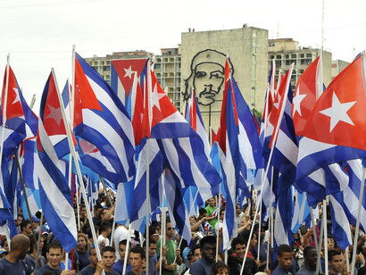 Manifestación pro gubernamental en la Plaza de la Revolución de La Habana