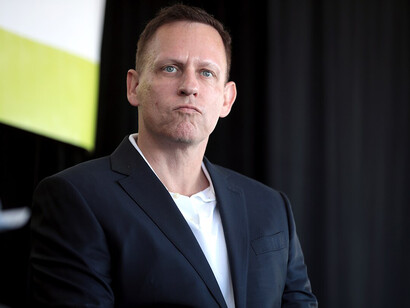 Peter Thiel engages with attendees at the 2022 Converge Tech Summit at the Skybar at TPC Scottsdale, part of the Waste Management Phoenix Open in Scottsdale, Arizona, USA