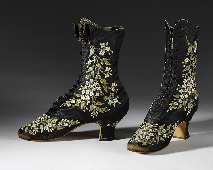 François Pinet boots, French, late 1870s – early 1880s

