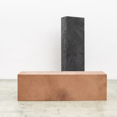 Anneliese Schrenk, Körper, 2015, reworked leather on wood construction