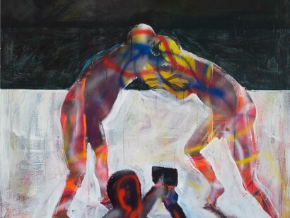 Jaan Toomik, Untitled fighters (2022), acrilico su tela, 158 x 201 cm