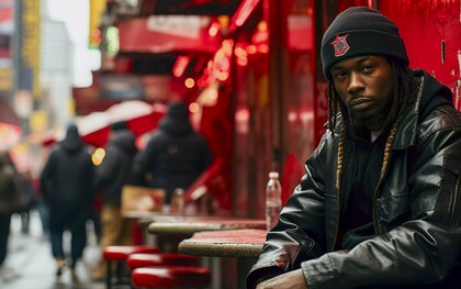 A performer posing with rap-culture attitude, illustrating how cultural borders fade in the current world