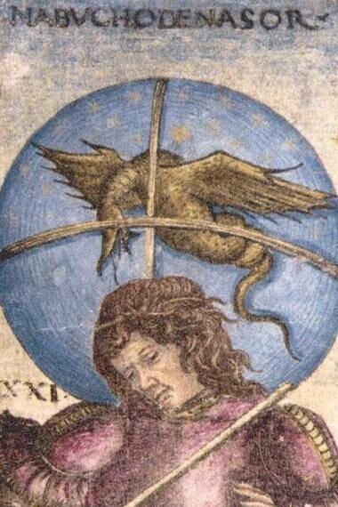 Nabucodonosor (XXI), carta del mazzo di Tarocchi Sola Busca, 1491
