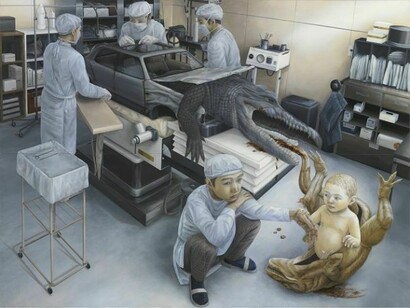 Tetsuya Ishida, Descendant, 1999 , Acrylic on board, 206 (103 x 2) x 291.2 (145.6 x 2) cm © Estate of Tetsuya Ishida. Courtesy Gagosian Gallery