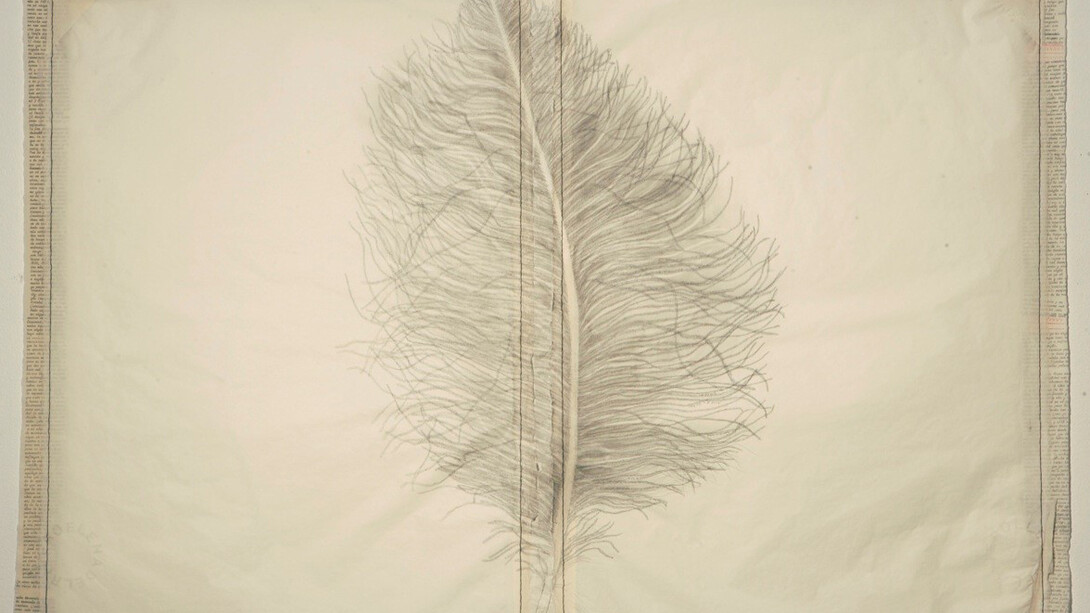 Elena del Rivero, Flying Letter, #9, 2010, Graphite, ink and thread on abaca paper, 29.5 x 46.75 inches, 74.9 x 118.7 cm