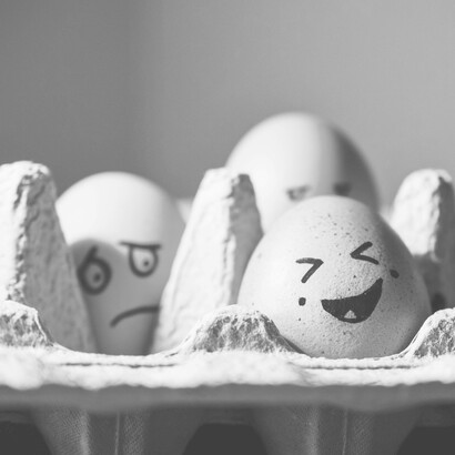 Eggs showing a range of emotions
