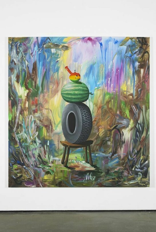 Djordje Ozbolt, Eclipse of reason, 2014, Acrylic on canvas, 185 x 175 cm / 72.8 x 68.8 in, courtesy of Herald St, London