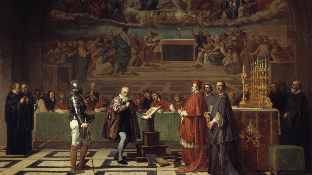 Joseph-Nicolas Robert-Fleury; Galileo frente al Santo Oficio, 1847 (detalle)