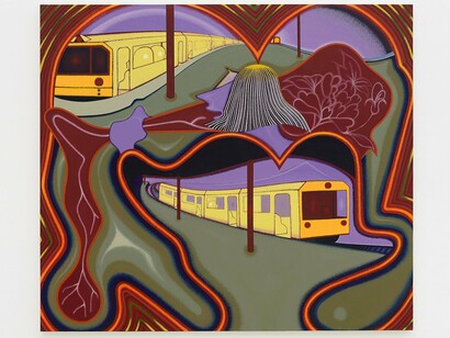 Gosha Levochkin, Follow the Dolphin, 2024, Acrylic on canvas, 53 x 61 inches, 135 x 155 cm. Courtesy of the artist and The Hole