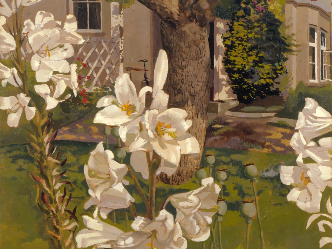 Madonna Lilies, Cookham, 1935. Lent to the Stanley Spencer Gallery by Leeds Art Fund (Leeds Art Gallery) © The Estate of Stanley Spencer, All Rights Reserved, 2015 / Bridgeman Art Library