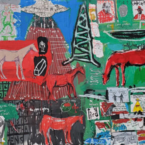 Casey McGlynn, Beuys Chalkboard, 36x72 inches, mixed media on canvas. Courtesy the artist and Foster/White Gallery

