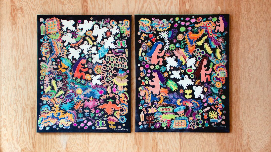 Nefertiti Jenkins and Rebeca Raney, Ghosts in the Garden, 2023, installation view. Courtesy of Uprise Art