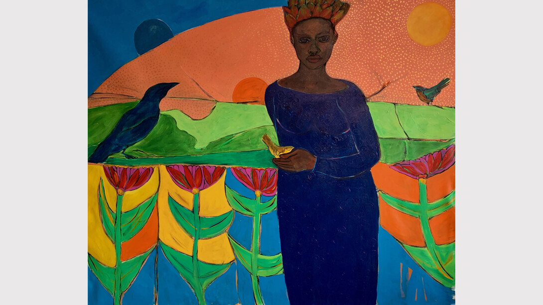 Janet Taylor Pickett,
The Liminal, 2023.
Acrylic on canvas,
48×48 in. Courtesy of the artist and Jennifer Baahng Gallery