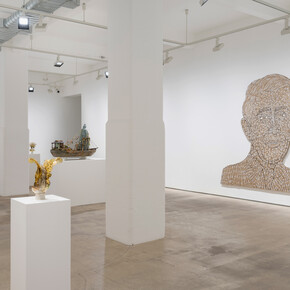 Hew Locke, Family album, exhibition view. Courtesy of Hales Gallery. Photo by Damian Griffiths