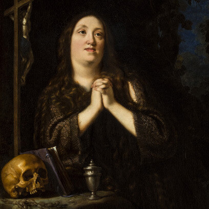 Justus Suttermans, Ritratto di Maria Maddalena d’Austria come Santa Maria Maddalena, 1625-1630, olio su tela, Firenze, Galleria Palatina (dettaglio) 