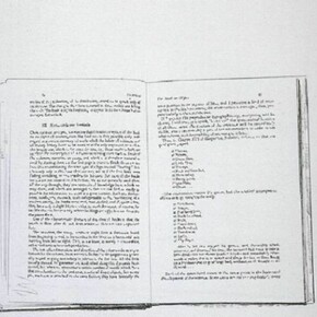 Allen Ruppersberg, Untitled (The Book as Object), 1976, Pencil on paper, 21 1/4 x 27 3/16 inches (54 x 69 cm). Collection of C. Christine Nichols. Image courtesy the artist and Greene Naftali, New York.