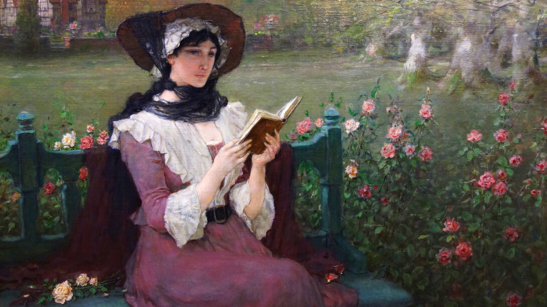 George Henry Boughton, Mujer leyendo (detalle)