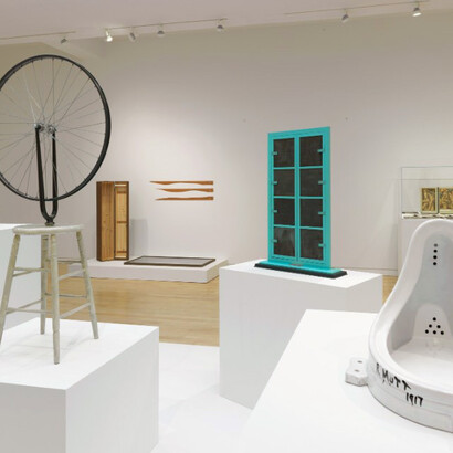 Marcel Duchamp, Bicycle Wheel. (1913) Readymade: bicycle wheel and wooden stool. Reconstructed 1951. Approx. 129.5 cm (height). New York: Collection of Museum of Modern Art. Courtesy and copyright the artist