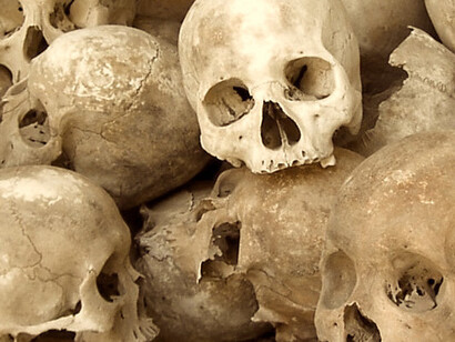Cráneos de víctimas del genocidio de Camboya