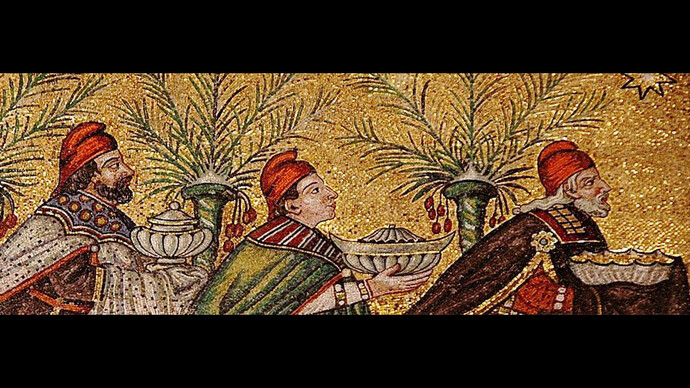 Ravenna, Sant'Apollinare, particolare del mosaico con i Re Magi