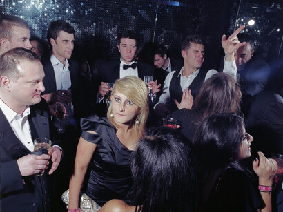Mark Neville, Bankers at Boujis Nightclub, South Kensington, 2011, C-type print, Paper 120 x 154 cm, Image 101 x 135 cm, Edition of 5, © Mark Neville, courtesy of the artist and Alan Cristea Gallery