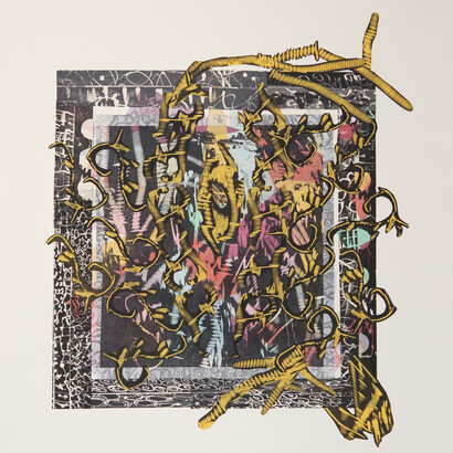 Chakaia Booker, Untitled, 2013, Woodcut (Color Paper), 33.75 x 28 inches