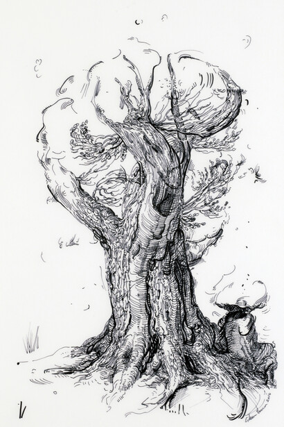 Glenn Brown, Drawing 31 (after De Gheyn II), 2014, ink on polypropylene, 37 x 24,1 cm, Courtesy de l’artiste et de la Galerie Max Hetzler, Berlin | Paris

