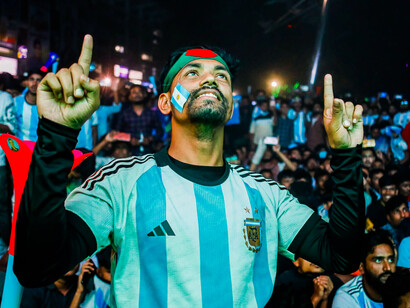 In Bangladesh, people supporting Argentinian football team, for FIFA World Cup, 2022