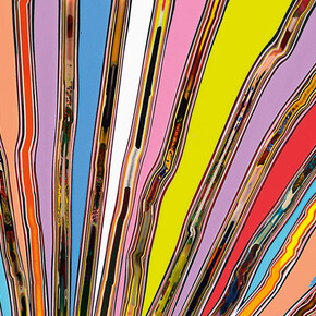 Markus Linnenbrink, SPANISHFORASUMMERWITHOUTYOU, close-up, 2022, epoxy resin and pigments on wood, 24x48 inches, 61x121.9 cm. Courtesy of the artist and Miles McEnery, NYC
