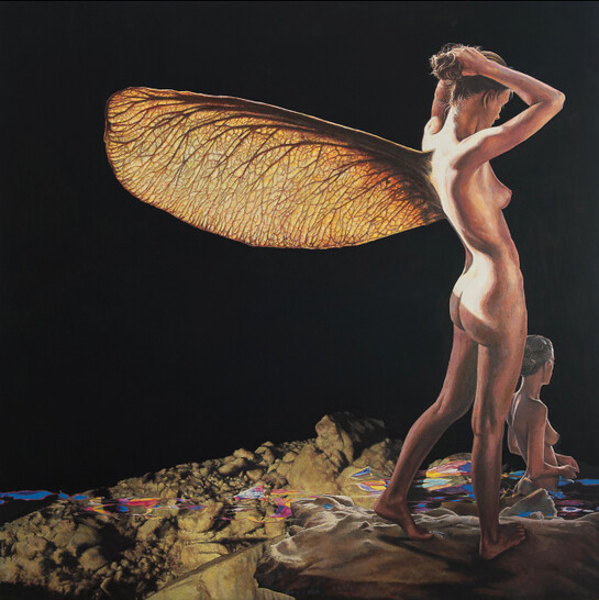 José Molina, La prima mattina, 2015, collezione “Beloved earth”. Olio su tavola, 115 x 115 cm
