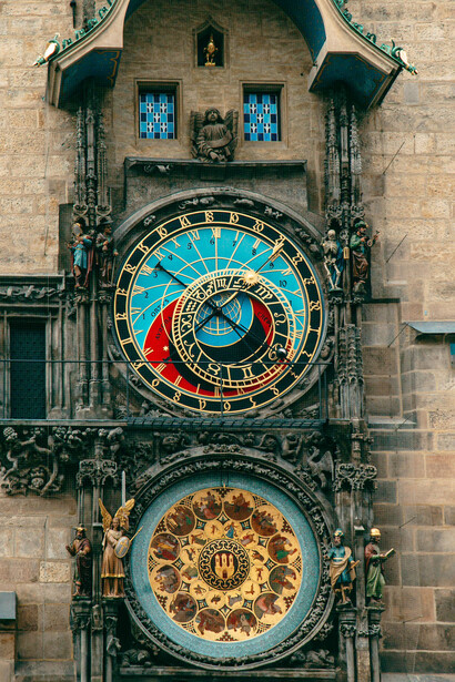Relojes astrales en una pared, Praga, República Checa