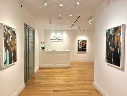 Robert Freeman, Black ties, exhibition view. Courtesy of Adelson Galleries