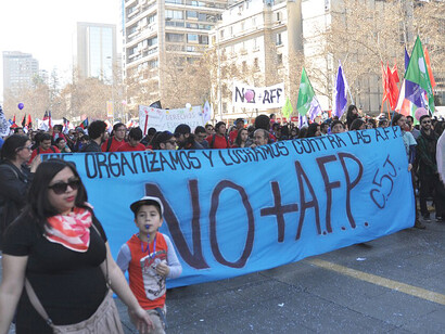Protestas en contra de las Administradoras de Fondos de Pensiones (AFP). Santiago, Chile, agosto de 2016