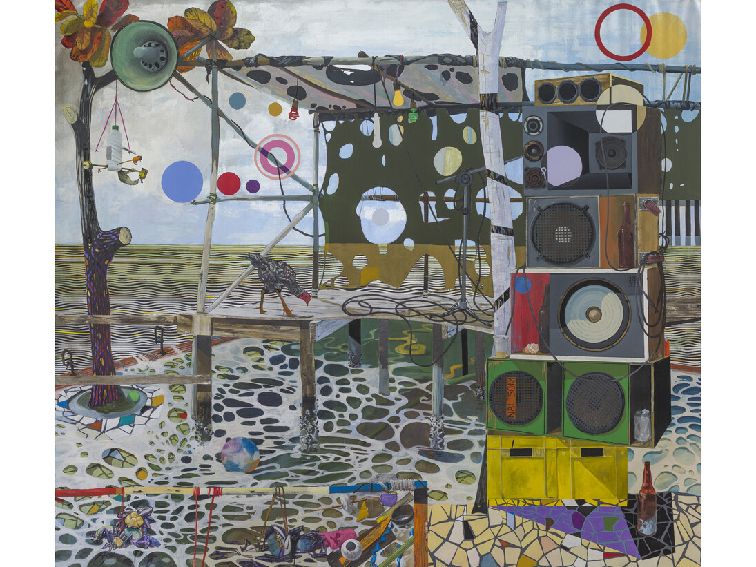 Luiz Zerbini Ilha da Maré, 2014, Acrylic on canvas, 287 x 250 cm. Photo: Eduardo Ortega