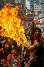 Dragon dancers celebrate in Manila Philippines, on Jan 25,  ph. Jes Aznar-Getty Images