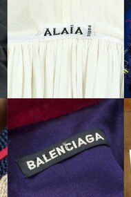 Collage di etichette delle principali case di moda