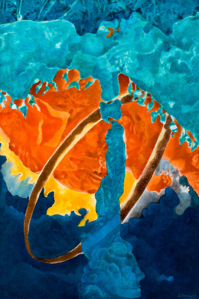Agostino De Romanis. L'anello non cattura l'albero, 2007, tec. mista su cartone, cm. 70 x 50