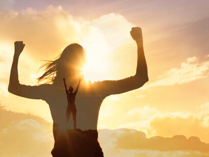 The woman finds happiness and independence