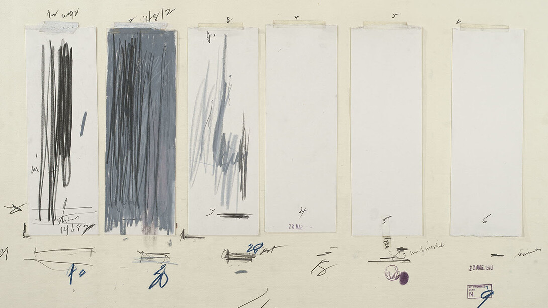 Cy Twombly, Untitled, 1970, Crayon, graphite pencil, ink, oil stick, colored pencil, tape, and cut and torn paper on paper. The Menil Collection, Houston; Gift of the artist. Photography by Paul Hester ©Cy Twombly Foundation
