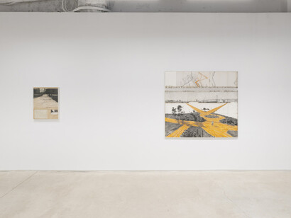 Christo & Jeanne-Claude, La arquitectura de lo no construido, vista de exhibición. Cortesía de Prats Nogueras Blanchard