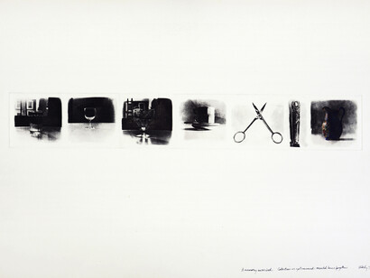 Shelagh  Wakely, A
memory
exercised.
Collection
as
yet
unnamed:
recorded
hence
forgotten,
1978, Etching, 10.9
x
66
cm
image.
56.4
x
76
cm
sheet © Shelagh Wakely. Courtesy Richard
Saltoun Gallery and Shapero Modern