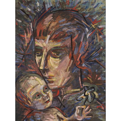 Hannah Höch, Mutter und Kind (Selbstbildnis-Traum) / Mother and Child (Self-portrait Dream), c. 1931, Oil on cotton canvas, 66 x 50.5 cm, Collection of McMaster Museum of Art, Donald Murray Shepherd Trust Purchase, 2013
