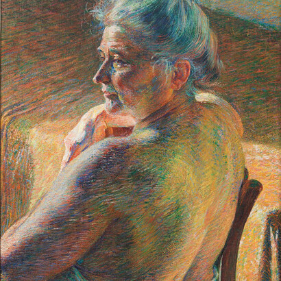 Umberto Boccioni,
Nudo di spalle (Controluce), 1909,
Olio su tela,
60 x 55,2,
Mart, Museo di arte moderna e contemporanea di Trento e Rovereto
