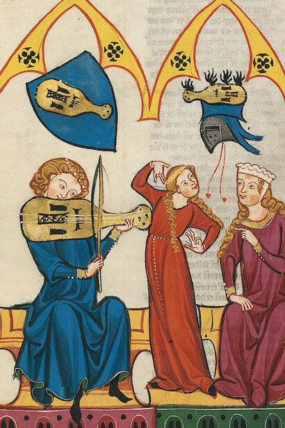 Lámina del Codex Manesse, copiado e iluminado entre 1305 y 1340