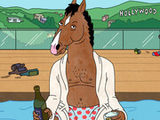 BoJack Horseman (Will Arnett) drinking alone in his Hollywood mansion 
